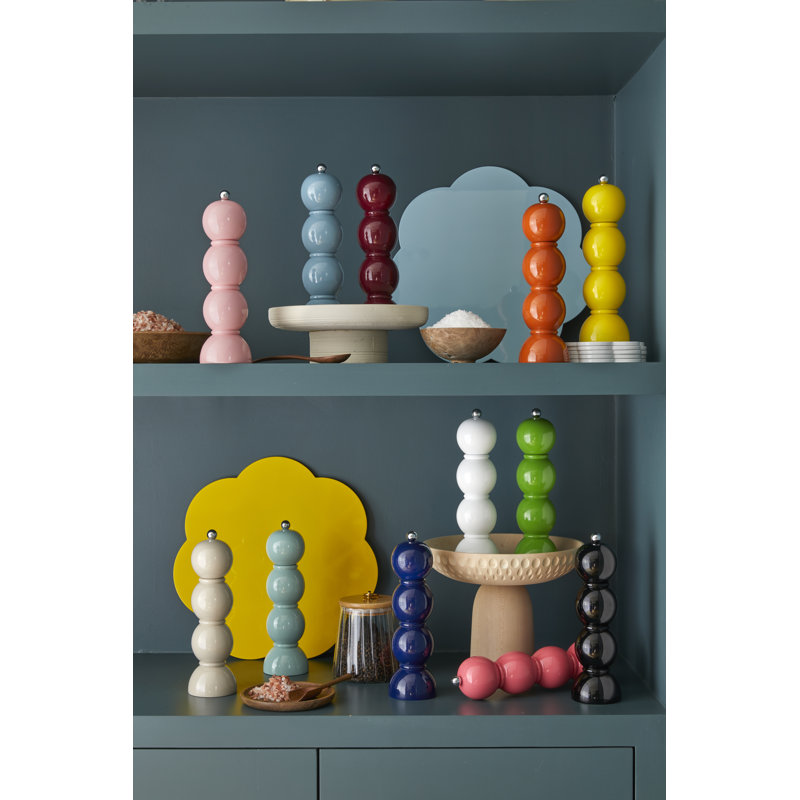 Navy Lacquered Wood Bobbin Salt and Pepper Mill
