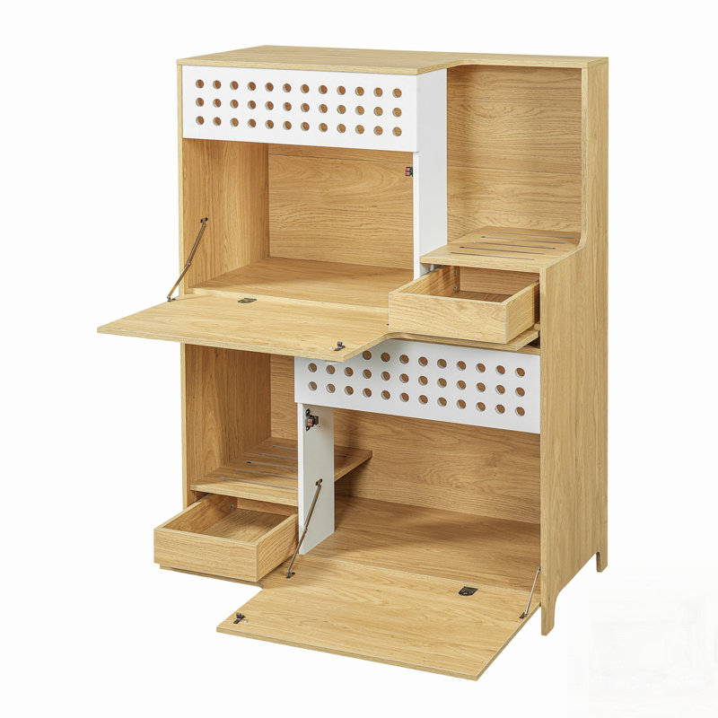 Meuble pour chat moderne 2 en 1, bac à litière et table d'appoint avec rangement pour petits et moyens chats, Naturel