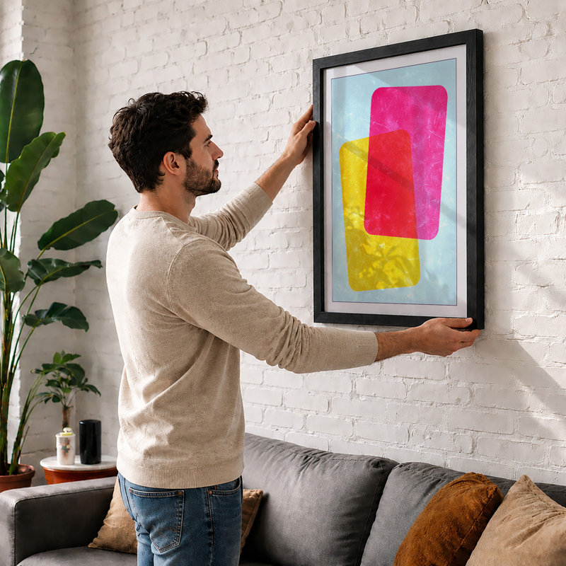 Chromatic Forms Mid-Century - Single Picture Frame Print, A1 - 84.1 x 59.4 cm, Black