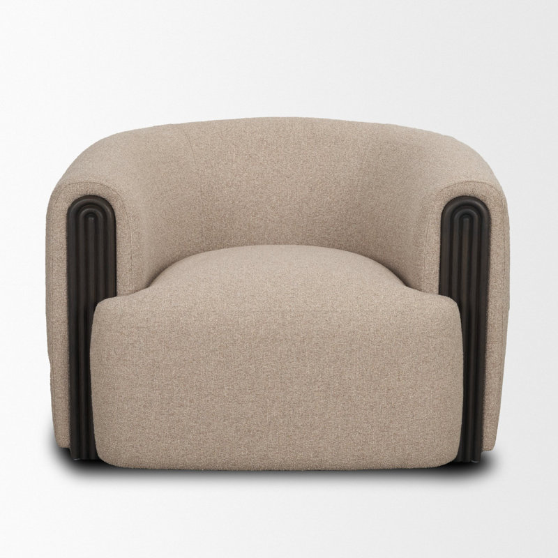 Kornelia Textured Fabric Barrel Accent Chair, Mushroom