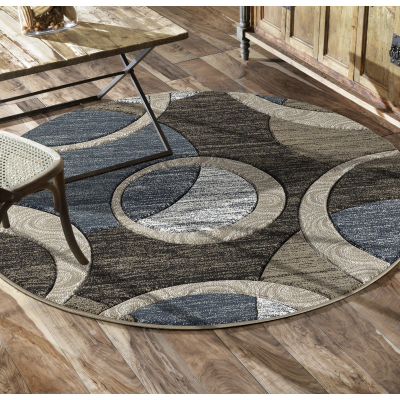 Tapis brun / gris Adonia, Rond 8 pi 1 po