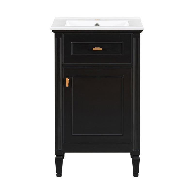 20''  Singe Bathroom Vanity With Ceramic Top, Black