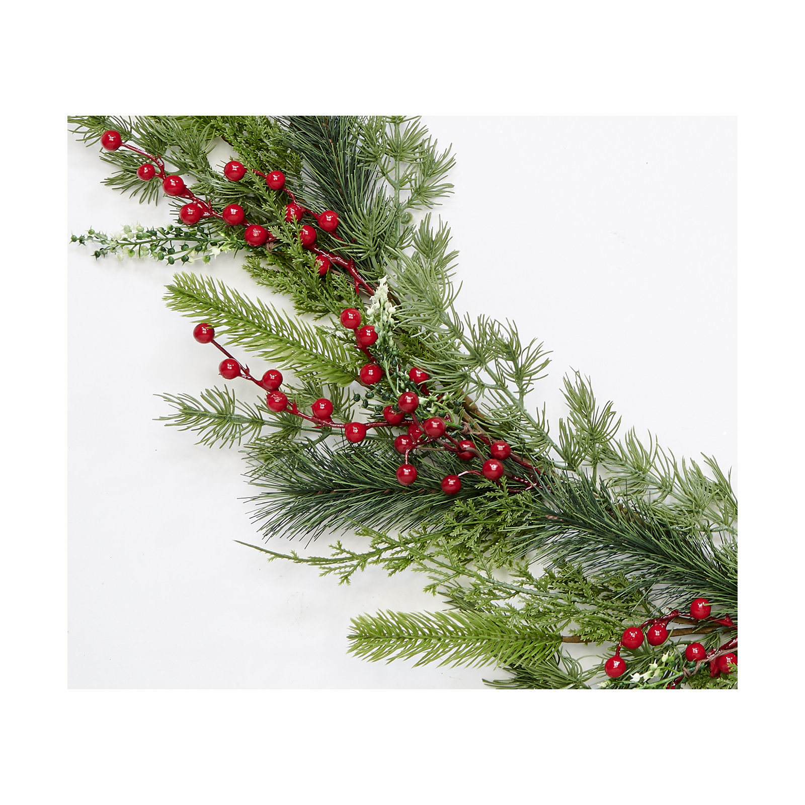 72" Faux Pine & Red Berry Garland