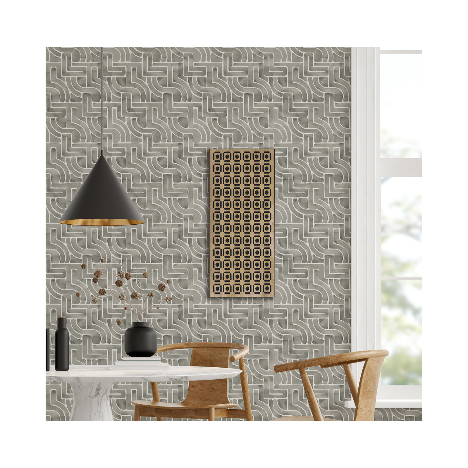 Modern Peel & Stick Geometric Wallpaper, Gray
