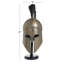 Reproduction en métal Casque médiéval spartan or grec avec support en bois brun et panache