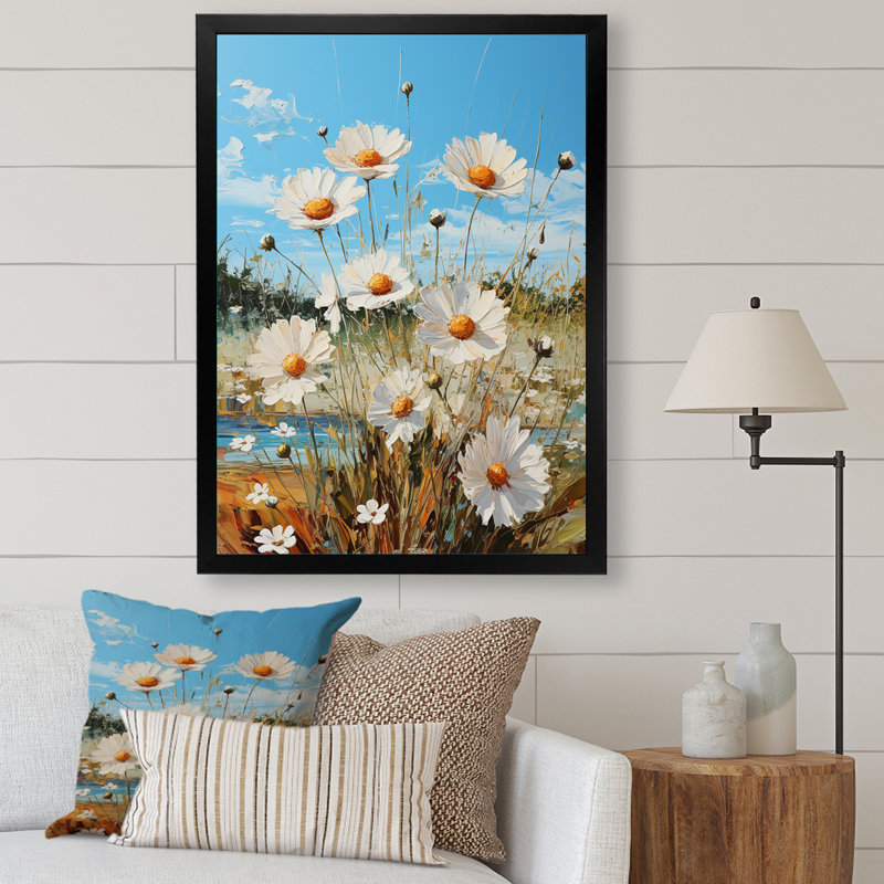Daisy Dreamscape Flowers Field I, Cadre simple noir, H 20 po x l 12 po x P 1 po