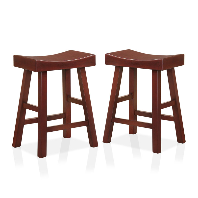 Melvyn Solid Wood Bar & Counter Stool, Dark Cherry, Counter Stool (25.38” Seat Height)