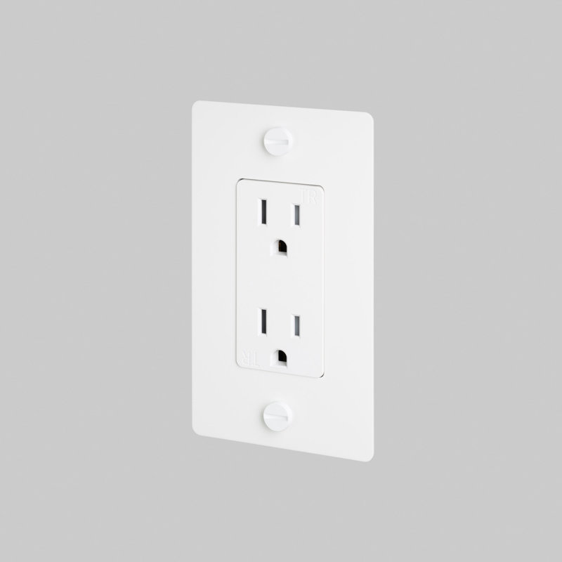 1G Duplex Outlet / Without Logo, White