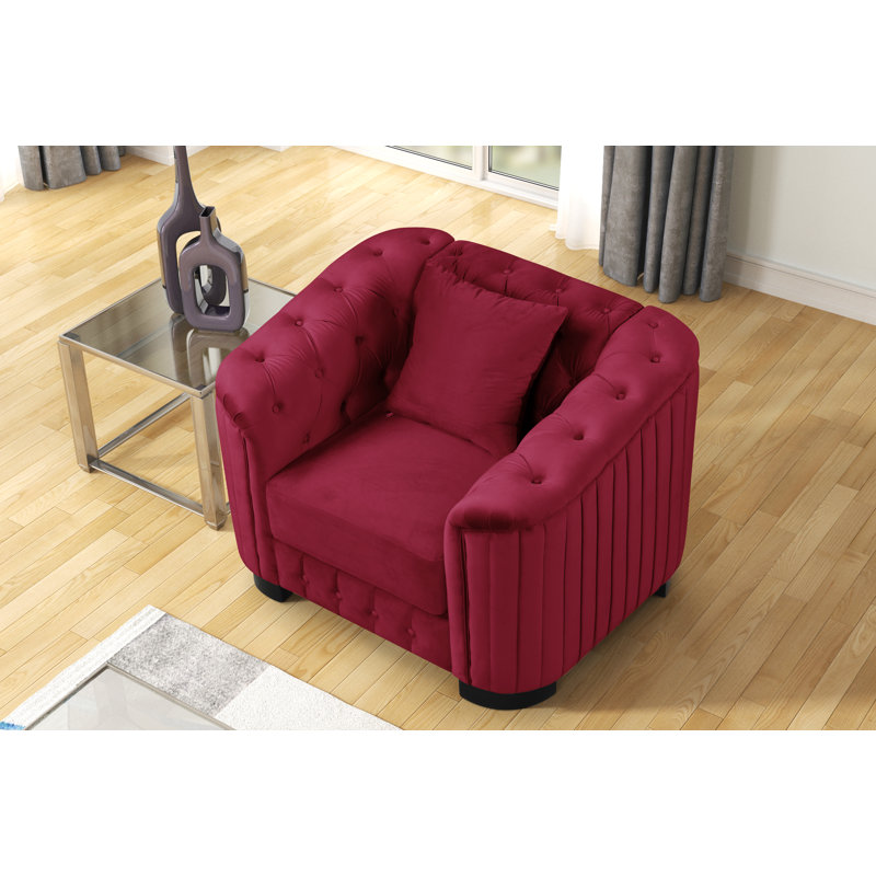 Fauteuil d'appoint Modern, Velours bourgogne