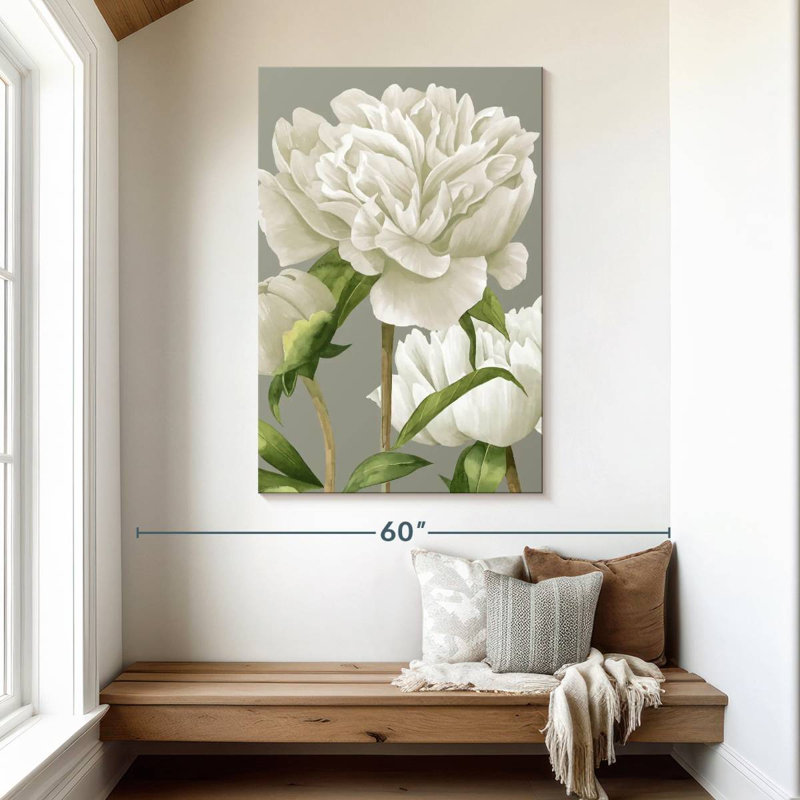 Harnek White Peonies II, 48" H x 32" W