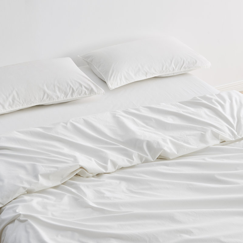 Cloud White Pima Cotton Percale Queen Duvet Set
