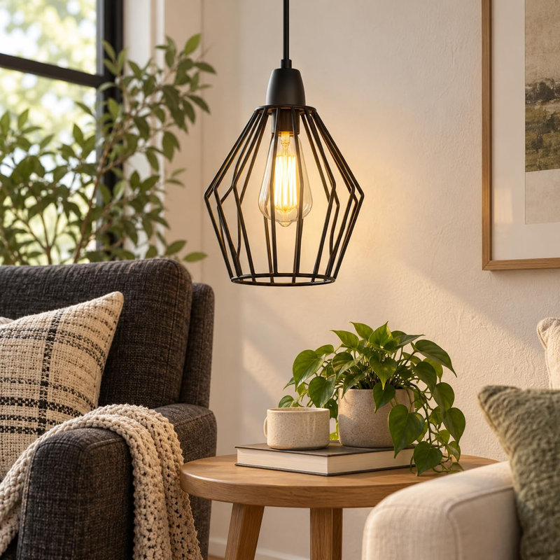 Geometric Wire Cage Lamp Shade with E26 Reducer Rings, Pack 3