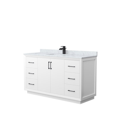 60'' Single Bathroom Vanity with Genuine Marble Top