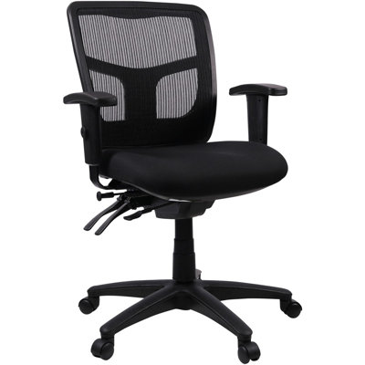 Chaise de bureau pivotante Ergomesh en maille, dossier mi-haut - Assise noire - Tissu noir - Dossier noir - Piètement à 5 branches noir - 1 unité