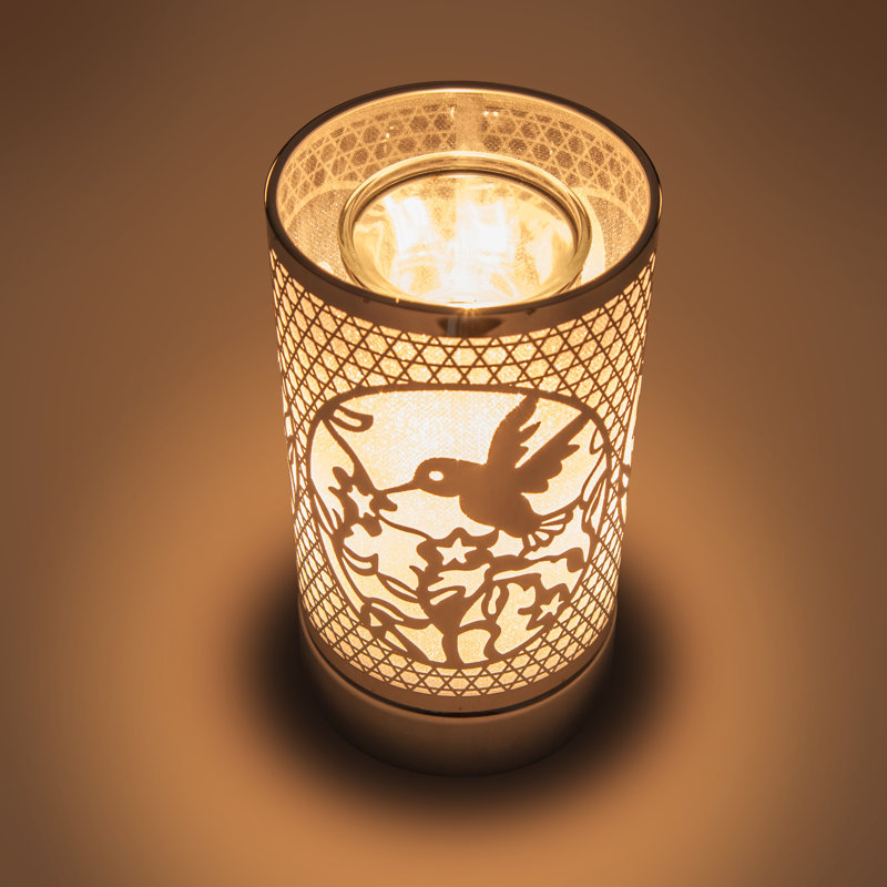 Lampe tactile 7 po avec chauffe-huile / cire - colibri argenté