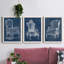 «Blue & White Asian Garden I», ensemble de 2 peintures sur toile encadrées-1465090205-1465090203