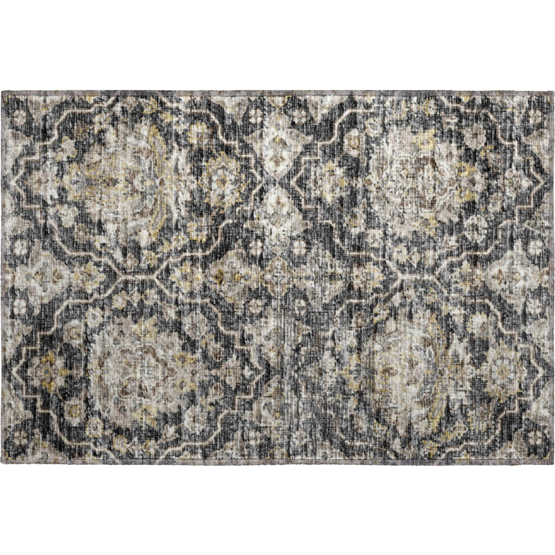 Premium Machine Washable Alliah AMF94 Gray Rug, Rectangle 1'8" x 2'6"