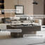 Table basse 38,6 po à plateau relevable cannelé avec placage en bois massif et table d'appoint moderne avec rangement et hauteur réglable pour le salon, la chambre à coucher, un appartement ou un bureau, gris, table-284789229