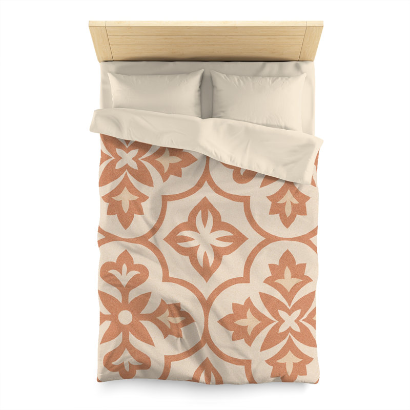 Microfiber Duvet Cover Boho Style, Design 36, Cream, Twin Duvet Cover