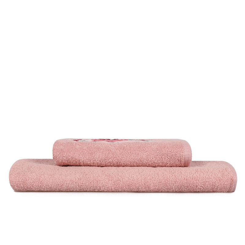 Ensemble de serviettes 100% coton 2 pièces Bera, Rose