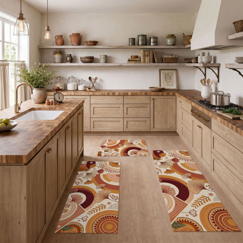 Tapis de cuisine lavables antidérapants Retro Swirls