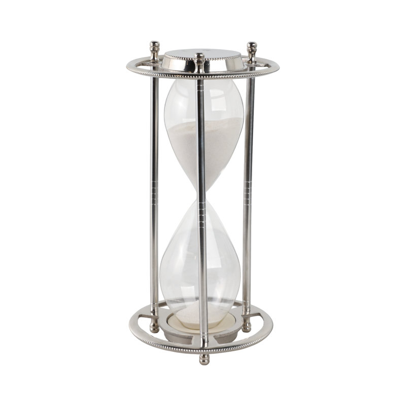 11" Verlice Metal Hourglass, Silver