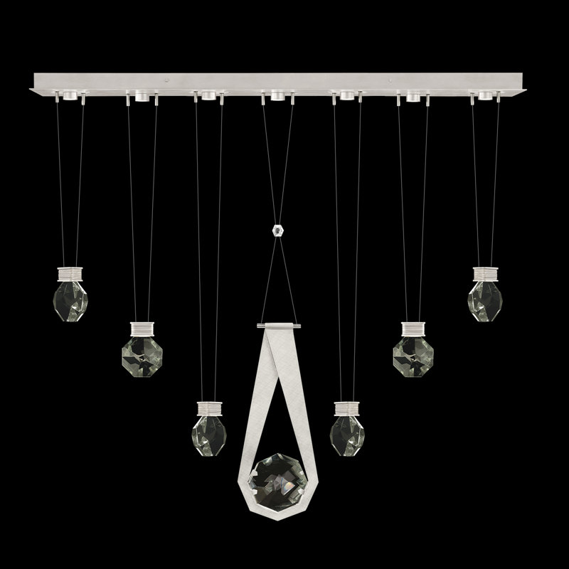 Luminaire suspendu linéaire l 60 "avec charme Aria 2,4, Argent brossé