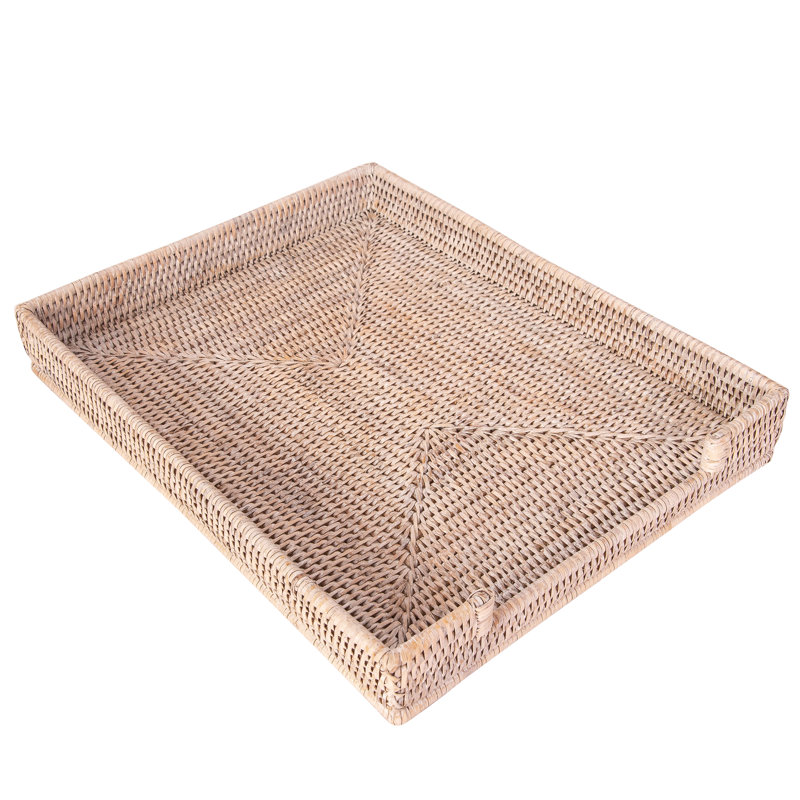 Panier en rotin Aisha Office, Blanc délavé