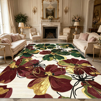 Tapis décoratif à motif floral botanique rétro 1pc .