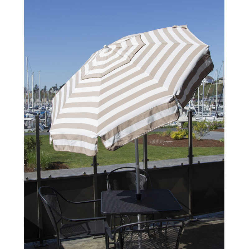 Parasol à rayures 6 'Italian, Kaki / Blanc