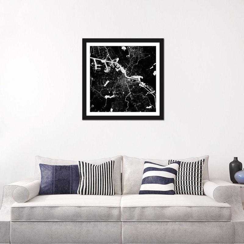 « amsterdam », impression verticale sur toile tendue, Papier d'art encadré noir, Blanc, H 24 po x l 24 po x P 1 po