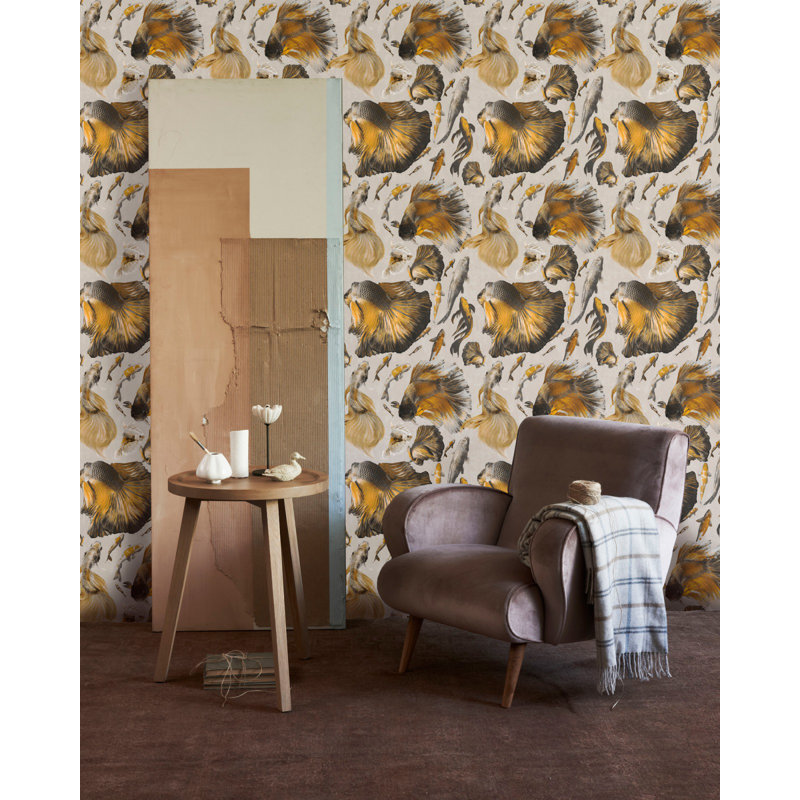 Atoll Abstract Wallpaper Roll, Yellow/Gray
