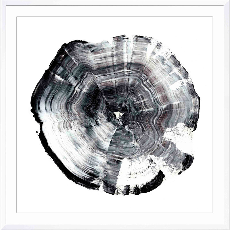 «Tree Ring Abstract I» par Ethan Harper - peinture encadrée, Blanc, H 12 po x l 12 po
