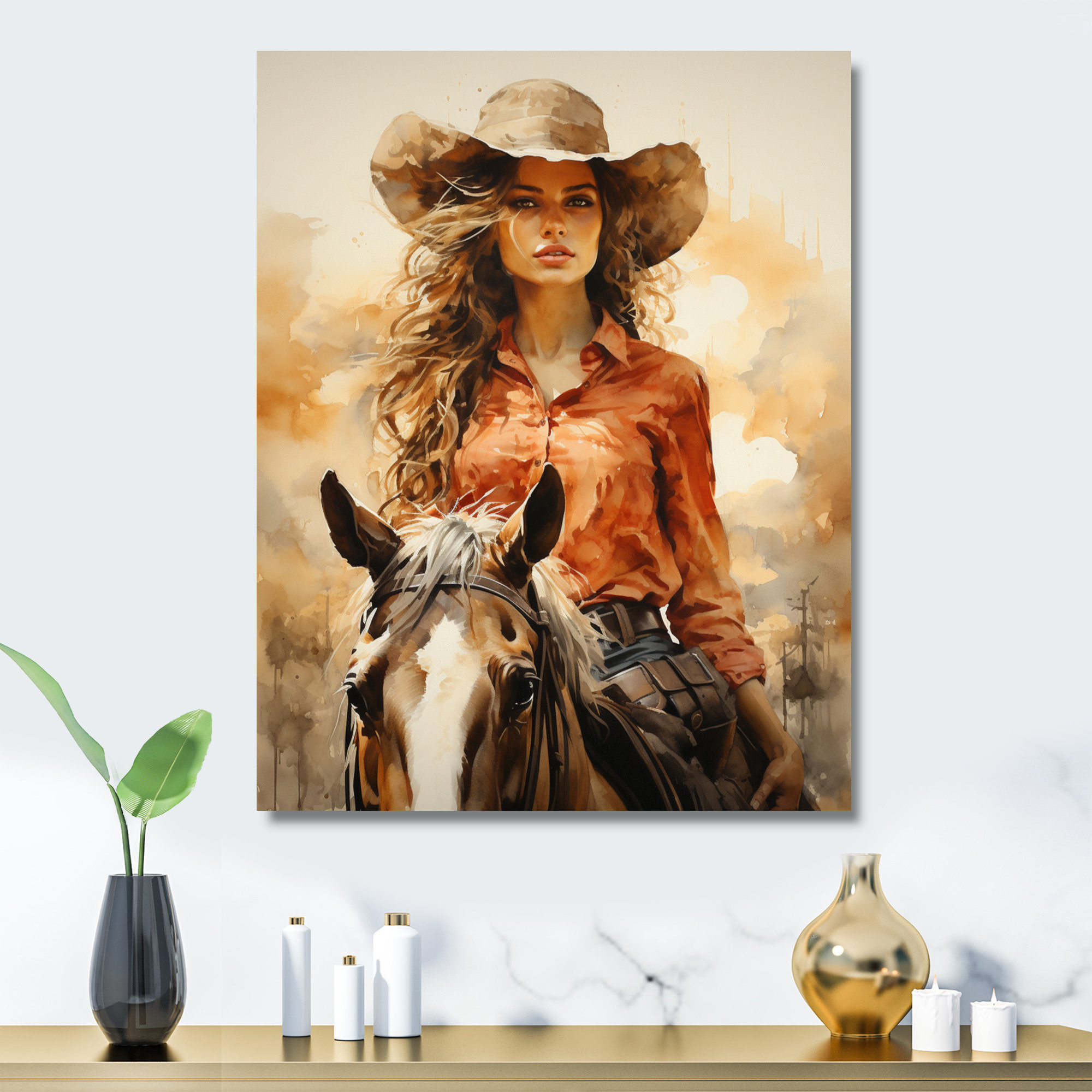 Cowboy Sunset Roundup Cowboys - Cowboys Metal Wall Art Prints Red Barrel Studio Size: 40 H x 30 W x 1 D
