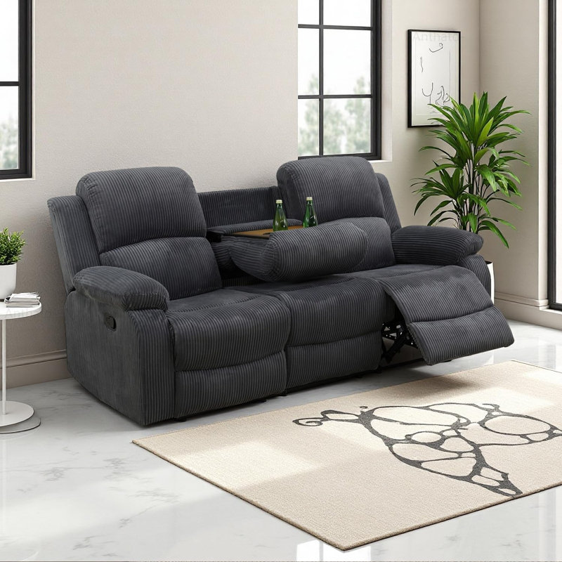78.5" Manual Reclining Sofa, Gray