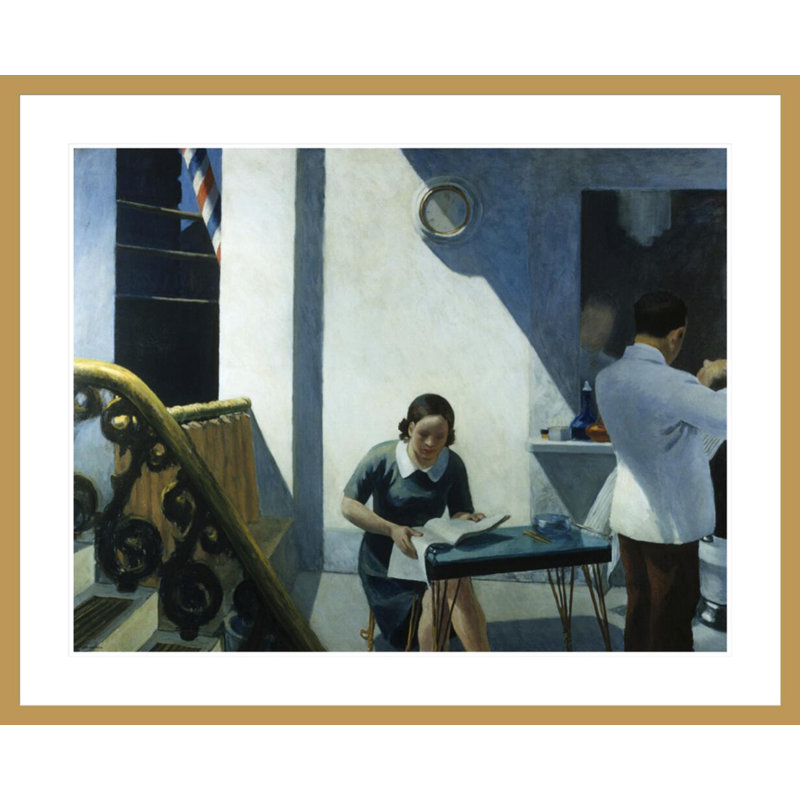 «Barber Shop» par Edward Hopper - impression giclée encadrée, H 33,5 po x l 41,25 po
