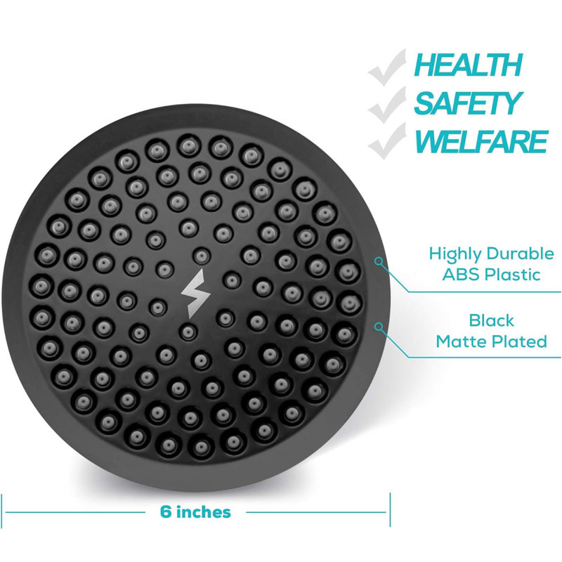 6" Matte Black Ceiling Mounted Rain Shower Head with Filter