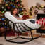 Chaise berçante en rotin avec revêtement intérieur / extérieur Keylli-694469819