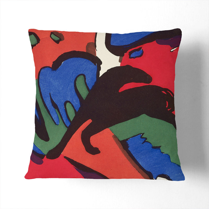 The Blue Rider Abstract Scatter Cushion, 40cm H x 40cm W x 15cm D