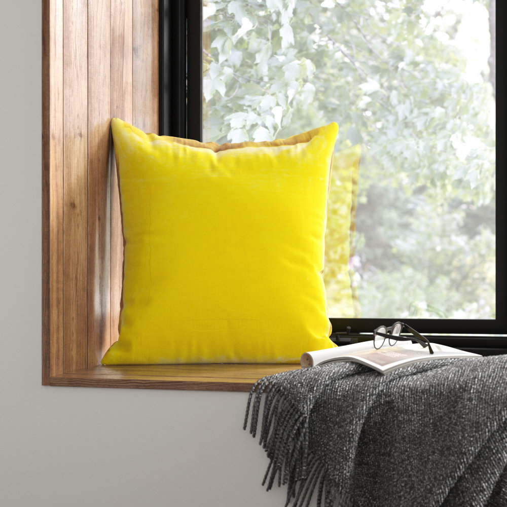 Edgar Throw Pillow, Mustard, Down, 20"H x 20"W