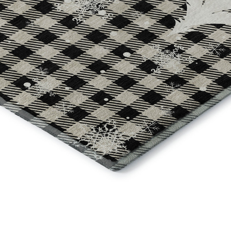Premium Machine Washable Castillon AMF1824 Winter Forest Holiday Rug, Rectangle 9' x 12'