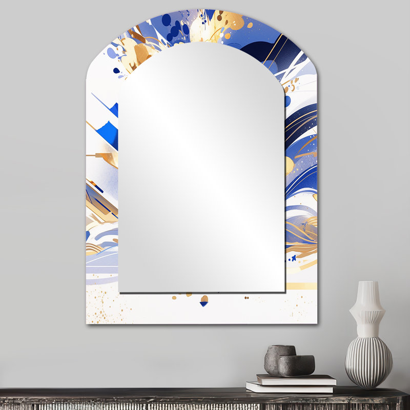 Miroir mural arche bleu et blanc, 34 po x 25 po