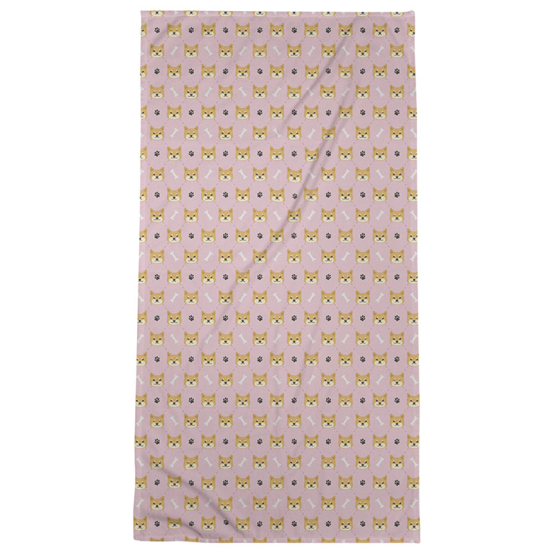 Serviette de bain Shiba Inu, Rose