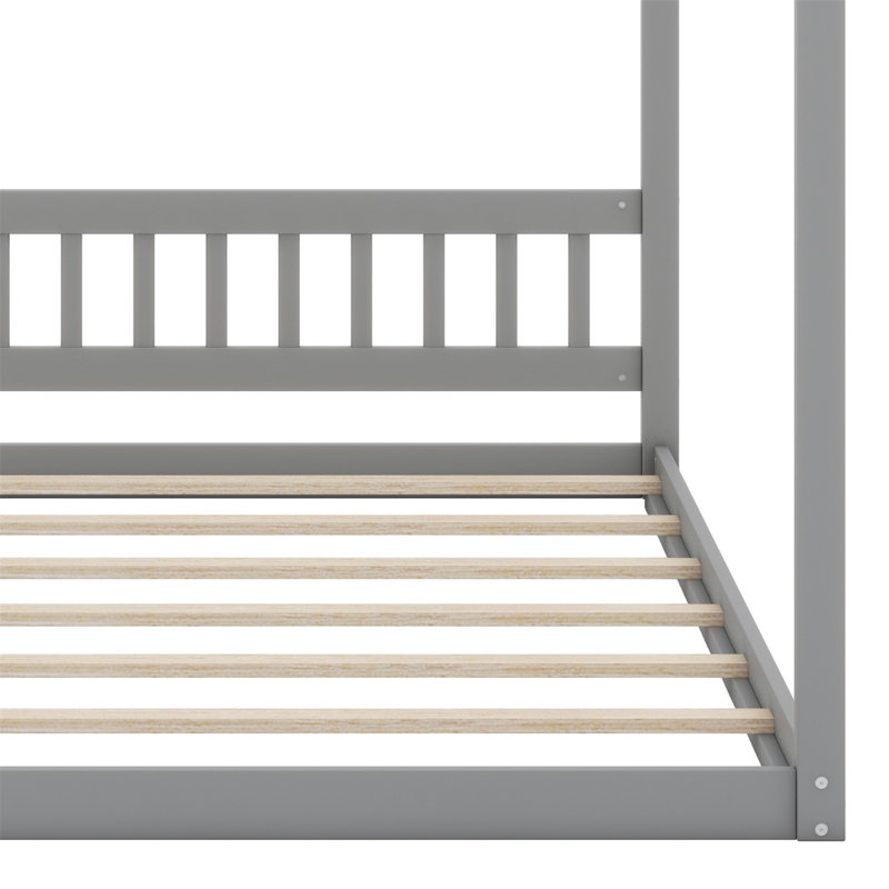 Lit en bois avec tête de lit, gris