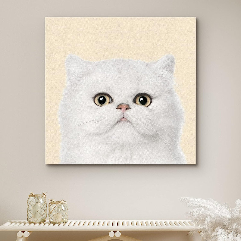 Bébés animaux, chat blanc sur toile, H 12 po x l 12 po x P 1,5 po