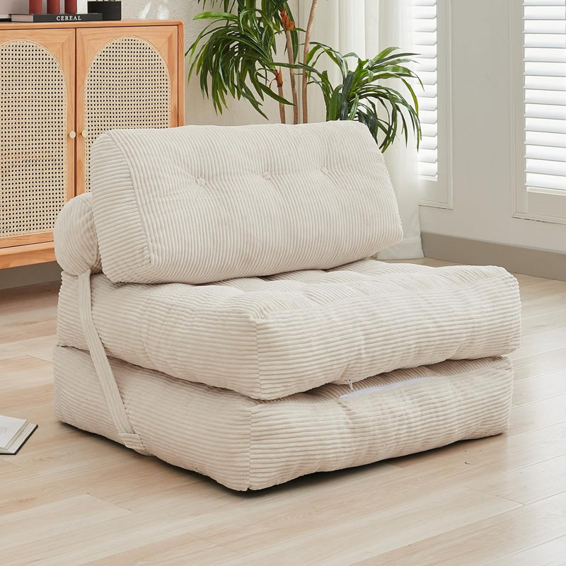  Canapé-lit pliant, canapé-lit convertible avec coussin et support pour le dos, fauteuil-lit pliant portatif, canapé-lit confortable au sol, canapé paresseux pour dortoir / salon / bureau / appartement, simple