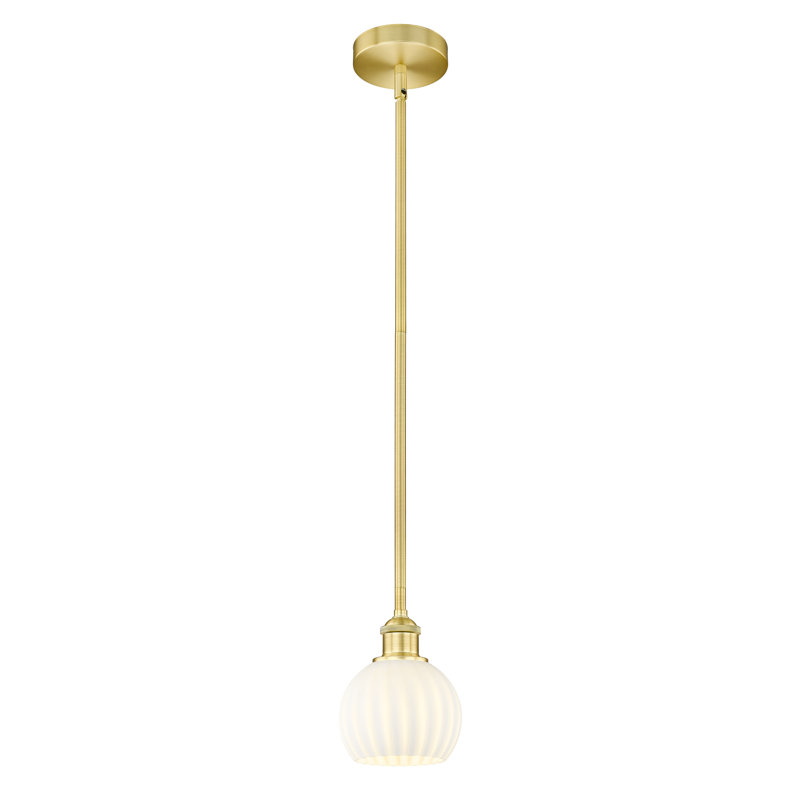 Luminaire suspendu 12 po Edison White Venetian, H 7,5 po x l 6 po x P 6 po, Or satiné
