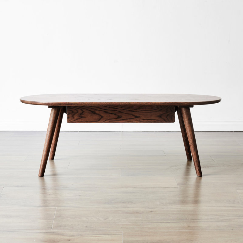 Table moderne ovale en bois - chêne massif, rangement de tiroir, console polyvalente en chêne de qualité 100%, espace de travail polyvalent