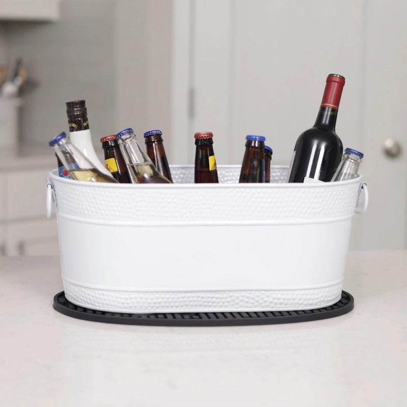 Malzie 2 Beverage Tubs with 2 Party Mats, White