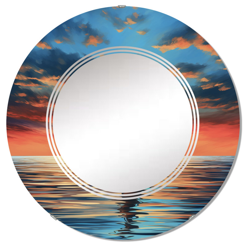 Lihini - Miroir mural moderne rond, 32 po x 32 po